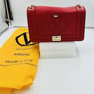 Valentino By Mario Valentino Alice Signature Lipstick Red Gold Shoulder Bag